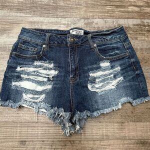 Harmony Havoc Denim Distressed Jean Shorts  Size 11 Raw Hem